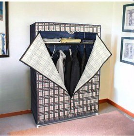 Resim Dzgn Home Ekose Ekonomik Çelik Profilli Bez Dolap-krem Krem 