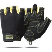 Resim Liangduo Shop Sarı Stil L Boyutu Anti-Şok Spor Eldiven Bisiklet Kaymaz Yarım Parmak Eldiven Nefes Spor Eldiven Silikon Palm Hollow Geri Spor Eldiven (Yurt Dışından) 