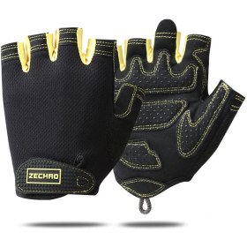 Resim Liangduo Shop Sarı Stil L Boyutu Anti-Şok Spor Eldiven Bisiklet Kaymaz Yarım Parmak Eldiven Nefes Spor Eldiven Silikon Palm Hollow Geri Spor Eldiven (Yurt Dışından) 