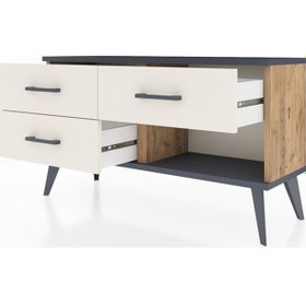 Resim Arges Şifonyer 3 Çekmeceli 88x30x48 Çam-antrasit/aytaşı Antrasit/aytaşı 
