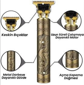 Resim DEMPOWER Tıraş Makinesi Metal Gövdeli T-bıçak Saç Ense Sakal Çizim Lazer Epilasyon Öncesi 