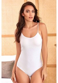 Resim İp Askılı Kadın Çıtçıtlı Kancalı Body Beyaz 2081B 