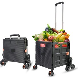 Resim Balatlı Katlanabilir Merdiven Çıkabilen Pazar ve Market Arabası 