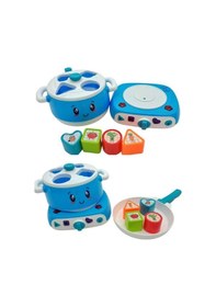 Resim Sıla Bebek İle Pilli Işıklı Ve Sesli 8 Parça Sevimli Mutfak Seti- Mavi 
