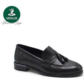 Resim Venüs 2455202k Düz Topuk Püsküllü Deri Loafer Kadın Ayakkabı Siyah 