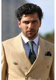 Resim Wessi Kruvaze Slim Fit Çizgili Krem Erkek Ceket 001 