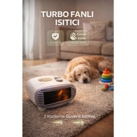 Resim Eco Lounge Turbo Fanlı 2000W Elektrikli Isıtıcı – 2 Kademeli Sessiz ve Güvenli Sıcak Hava Üfleme Turbo Soba 
