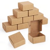 Resim Takı Sergisi ve Ambalajı için 50 Adet Kare Kağıt Katlama Kutusu - 3 Stil, Dayanıklı Kahverengi Karton, 4.1x3.8x2cm, Kendin Yap El Sanatları & Hediye Paketi İçin Mükemmel 