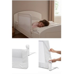 Resim Wellgro Premium 120x65 CM Deri Kılıflı Yatak Bariyeri Katlanır Yatak Korkuluğu, Beyaz 