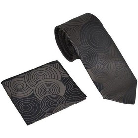 Resim Brianze Geometrik Desen Vizon Mendilli Kravat Vizon 