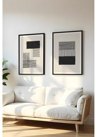 Resim Huhuli Ahşap Siyah Çerçeveli 2 Parça Set Tablo Huhu146 