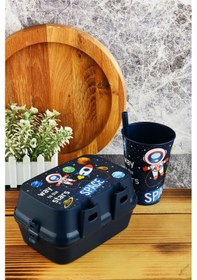 Resim İki Katlı Bölmeli Beslenme Kutusu+pipetli Bardak 400 Ml. 