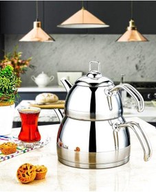 Resim Özlife Ela Çaydanlık Takımı - Paslanmaz Çelik Çaydanlık Küçük 162 Gri 