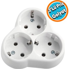 Resim Nzb Golyat 3'lü Grup Priz Fiş Priz Topraklı Çoklu Çoğaltıcı Kablosuz Üçgen 