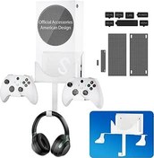 Resim Wall Mount for Xbox Series S, Xbox Series S Wall Mount Kit, with Detachable Controller Holder & Headphone Hanger & Dust Plugs Net kits, Metal Stand for Xbox Series S (NOT FOR XBOX ONE S) 