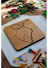 Resim Plywood Ahşap Boyanabilir Çocuklar Puzzle 4mm Üzüm Boya Setli 