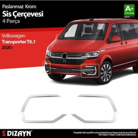 Resim S-dizayn Vw Transporter T6.1 Krom Sis Farı Çerçevesi 4 Prç. 2020-2025 