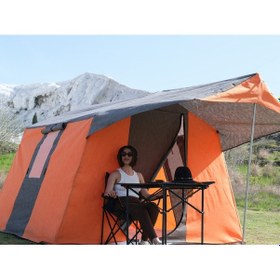 Resim Oba Çadır -- 1 Odalı Kamp Çadırı 4 Kişilik Kapı Sineklikli Turuncu Gri - Turuncu 