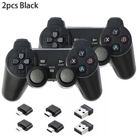 Resim 2 Adet Siyah-2.4 Ghz Kablosuz Gamepad Pc Dizüstü Usb Oyun Denetleyicisi Joystick Ps3 Android Tv Kutusu Windows Ahududu Pi 4 3 Joypad 