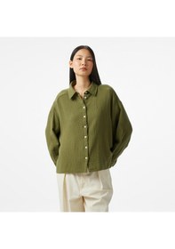 Resim Nautica Kadın Yeşil Oversize Fit Gömlek Düz 55w072t Yeşil 