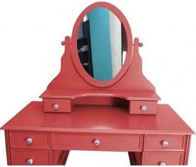 Resim Makyaj Masa 19331 Dresuar 7Çekm Kayn Aslan Ayak Kırmızı Lake Hareket Ayna El Yapı 