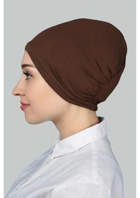 Resim Altobeh Hazır Pratik Geçmeli Lastikli Tesettür Bone - Çikolata 