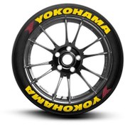 Resim komauto Yokohama Sarı Kalıcı Lastik Yazısı Yokohama Sticker 8 Kit Büyük Boy 