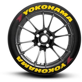 Resim komauto Yokohama Sarı Kalıcı Lastik Yazısı Yokohama Sticker 8 Kit Büyük Boy 