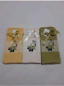 Resim Kurdelalı 3'lü Kurulama Bezi 40 X 60 Cm Sarı-yeşil-krem 