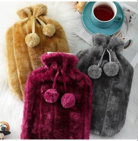 Resim 2 Litre Ponponlu Peluş Sıcak Su Torbası - 1.sınıf Kauçuk Malzeme 