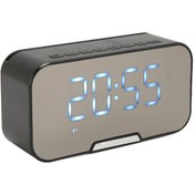 Resim Vkemall Siyah Ayna Alarm Saat Hoparlörü: Bluetooth 5.0, Sıcaklık Göstergesi, Fm Radyo, Dual Alarm, Telefon Tutucu İle 1200mah Batarya Diğer 