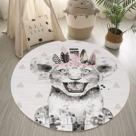 Resim Kaplan Desenli Bebek Ve Çocuk Odası Halısı Oyun Matı Halısı Dokuma Taban Yıkanabilir Anti bakteriyel (100 x 200 cm) 