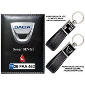 Resim Plakanıza Özel Dacia Logolu Siyah Ruhsat Kabı Ve Anahtarlık 