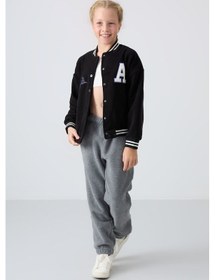 Resim Tommy Life Siyah Kalın Yumuşak Dokulu Standart Fit Nakışlı Polar Kız Çocuk Kolej Ceket - 75156 Siyah 