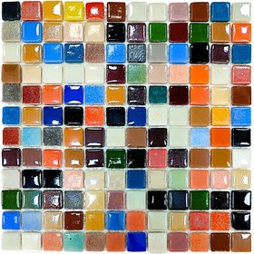 Resim MozaiKristaL Tüm yüzeyler için 25x25mm Çok renkli, 31,5x31,5cm Fileli Cam Mozaik ( 1 m2 Fiyatıdır. ) 