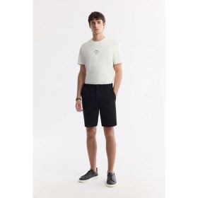 Resim AVVA Erkek Siyah Yanı Lastikli Gofreli Bi-Stretch Slim Fit Chino Şort A51Y3730 