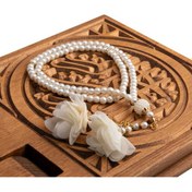Resim Gül Püsküllü Tesbih Krem (99lu - 6mm) 