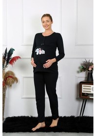 Resim Akbeniz Kadın Uzun Kol Hamile Lohusa Pijama Takımı Siyah 45501-siyah 