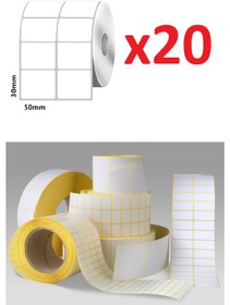 Resim 30MM X 50MM Kuşe Barkod Etiket 20 Rulo 