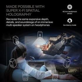 Resim Creative Zen Hybrid SXFI Kablosuz Kulak Üstü Kulaklık, Süper X-Fi Teknolojisi, Uyarlanabilir Hibrit Aktif Gürültü Engelleme, Ortam Modu, 70 Saate Kadar (ANC kapalı), Düşük Gecikme Modu (Siyah) 