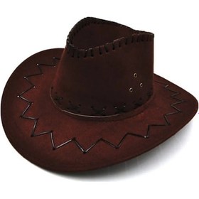 Resim Shopiolog Çocuk Unisex 8 - 14 Yaş Süet Kovboy Şapkası 