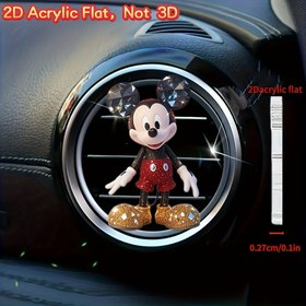 Resim 2D Düz, 1 adet Mickey Mouse Araba Hava Kanalı Klipsi - 2D Akrilik Araba Hava Temizleyici ve Dekor, Kokusuz, Araç İçin Şık Siyah ve Kırmızı Tasarım, Araba Hava Kanalı Klipsi, 2D Düz 