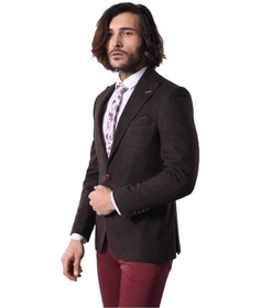 Resim Wessi Tek Düğme Sivri Yaka Kahverengi Ceket Siyah 