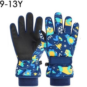 Resim Kış Çocuk Kayak Eldivenleri Kalınlaşmak Su Geçirmez Çocuk Eldiven Snowboard 9-13y Navy 9-13y Navy 