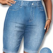Resim Kadınlar İçin Denim Desenli İmitasyon Slim Fit Şort - Yazlık ve Ofis Kıyafeti, Sahte Cepli, Makinede Yıkanabilir, Görünmez Kumaş, Çok Amaçlı Kullanım, Sıcak Hava Modası, Trendy Stil, Dayanıklı Malzeme, Rahat Kesim, Şık Kadın Giysisi 