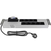 Resim 19'' 2U 9'Lu Schuko Sigortalı Aluminyum Rack Kabin Grup Priz Pdu 