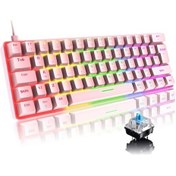 Resim Xianwen T60 Blue Switch Pembe İngilizce Q Gaming Typ-c Oyuncu 