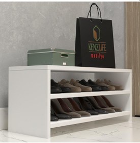 Resim Kenzlife Ayakkabılık Konevi Mat Beyaz Suntalam 035 080 30 Sekiz Çift Ayakkabı Kapasitesi Arkalıksız Beyaz 