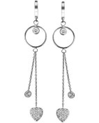 Resim Argentum Concept - Kalp Motifli Gümüş Sallantılı Küpe 