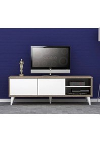 Resim Retro Wide Slide Tv Sehpası-latte-soft Beyaz 150x50x40 Cm Gxyxd 